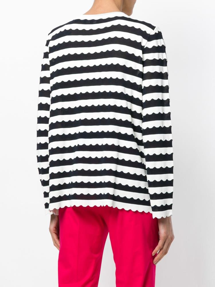 Black / White Women's Armani Emporio Scalloped Hem Cardigan | CK2RCDG