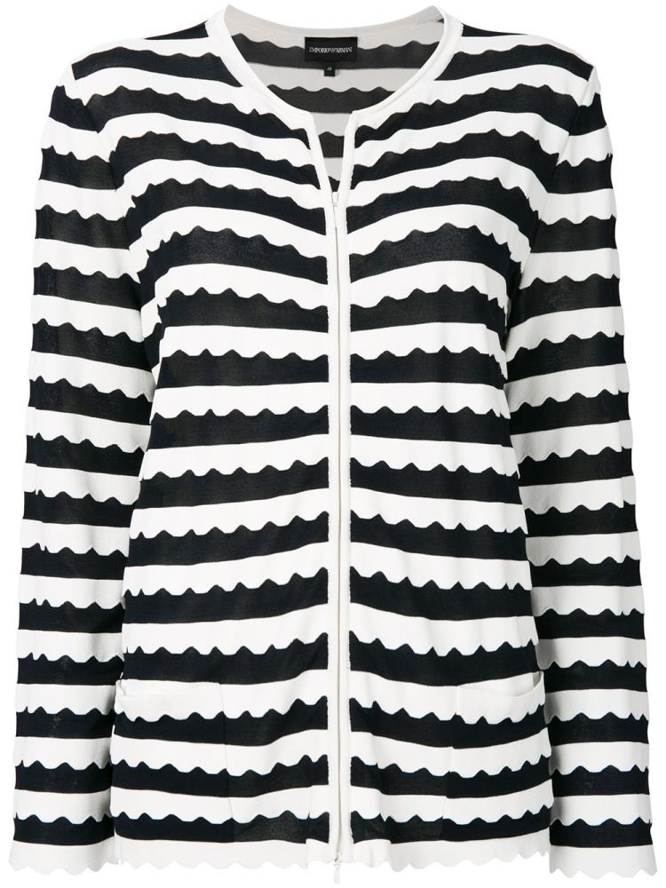 Black / White Women\'s Armani Emporio Scalloped Hem Cardigan | CK2RCDG