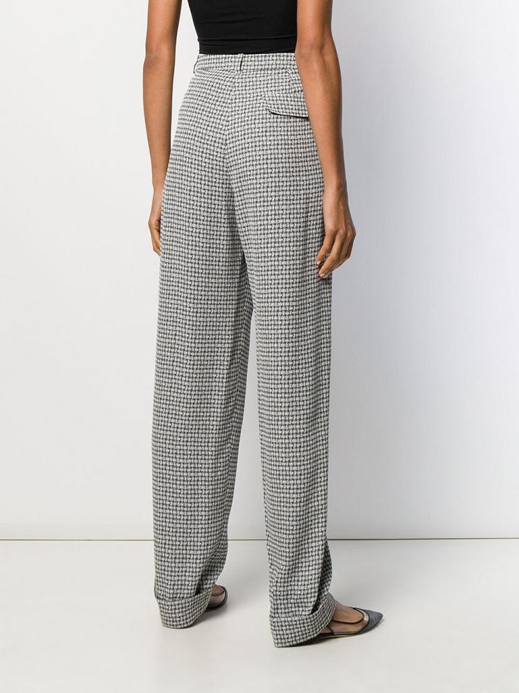 Black / White Women's Armani Emporio Micro Check Loose Fit Pants | K304PKX