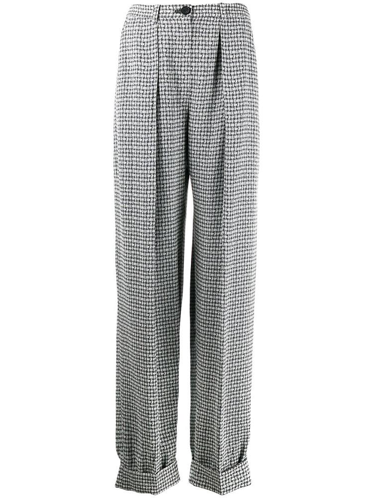 Black / White Women\'s Armani Emporio Micro Check Loose Fit Pants | K304PKX