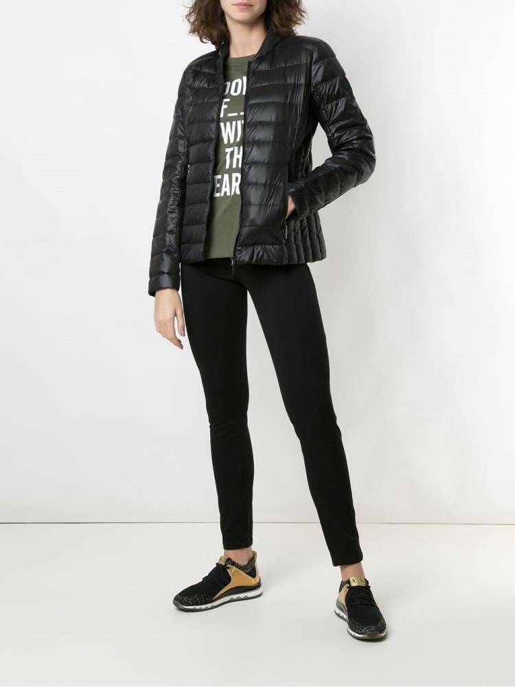 Black Women's Armani Exchange Zipped Padded Jacket Jackets | HPXCQ67