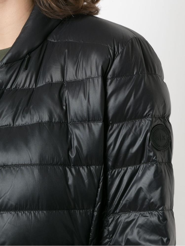 Black Women's Armani Exchange Zipped Padded Jacket Jackets | HPXCQ67