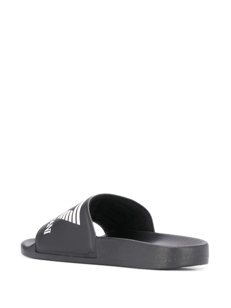 Black Women's Ea7 Emporio Armani Debossed Logo Slides | 57J7UGS