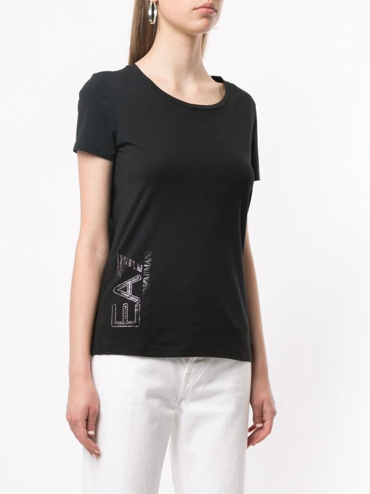 Black Women's Ea7 Emporio Armani Logo T Shirts | 98EX1DQ