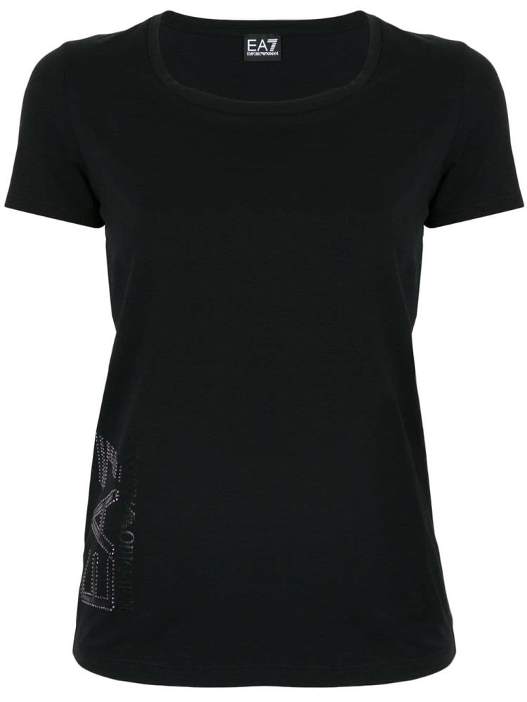 Black Women\'s Ea7 Emporio Armani Logo T Shirts | 98EX1DQ