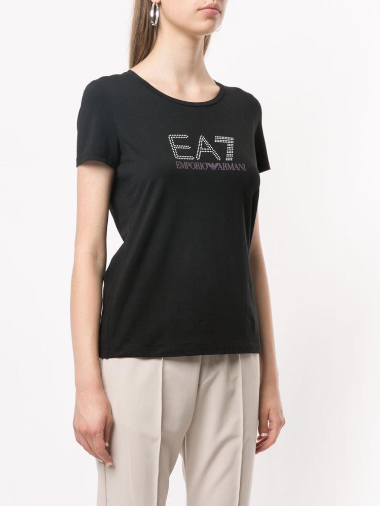 Black Women's Ea7 Emporio Armani Logo T Shirts | C3E2FS0