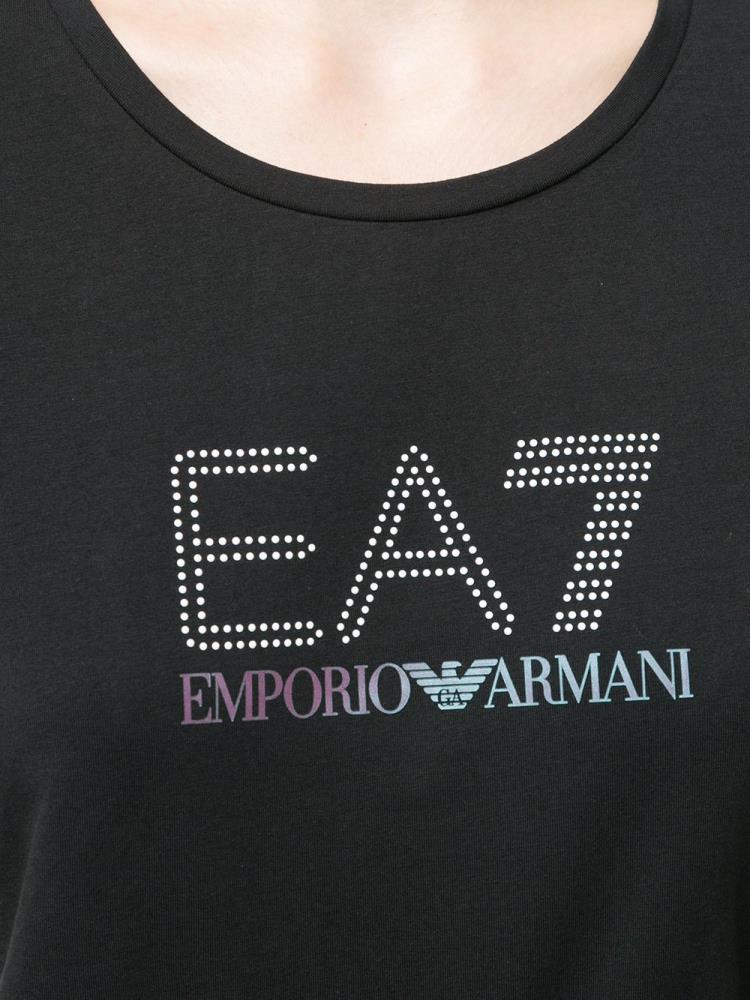 Black Women's Ea7 Emporio Armani Logo T Shirts | C3E2FS0