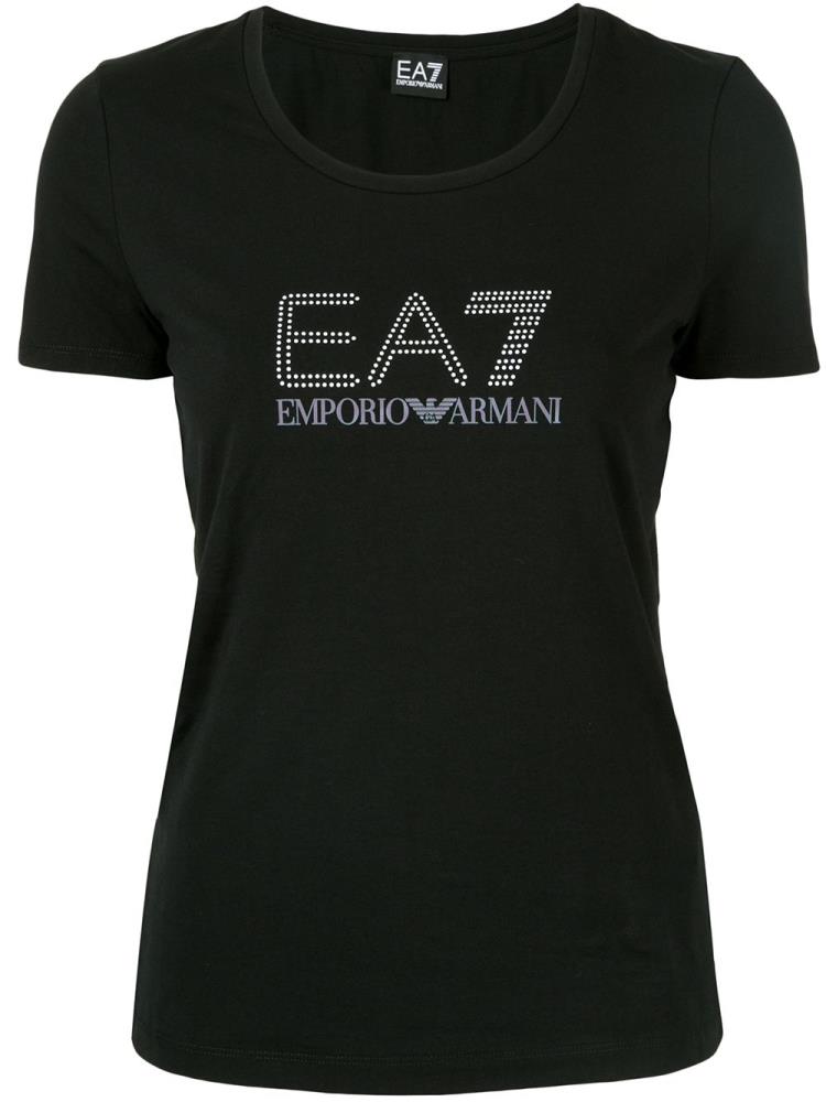 Black Women\'s Ea7 Emporio Armani Logo T Shirts | C3E2FS0