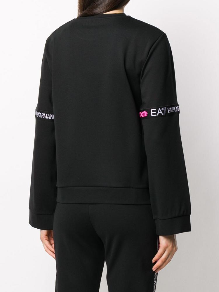 Black Women's Ea7 Emporio Armani Logo Tape Oversized Fit Sweatshirts | CTQRICS