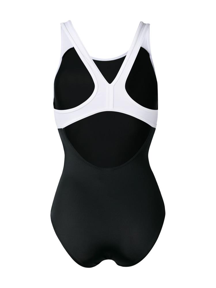 Black Women's Ea7 Emporio Armani Logo Print One Piece Swimsuits | EGHDBLA