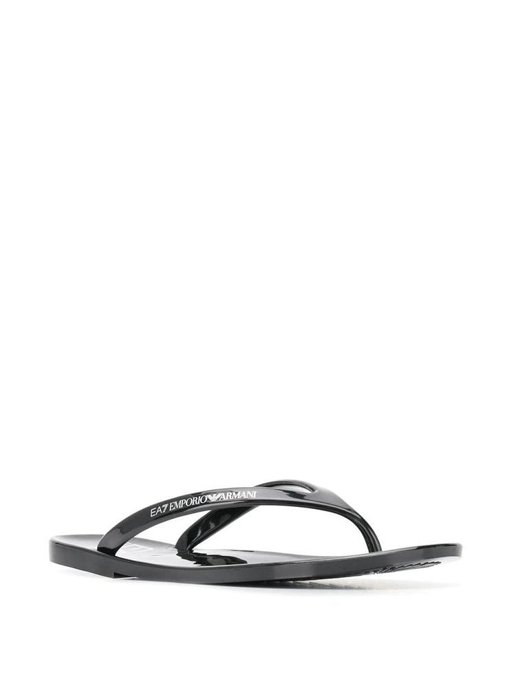 Black Women's Ea7 Emporio Armani Logo Flip Flops | G7EG56Y