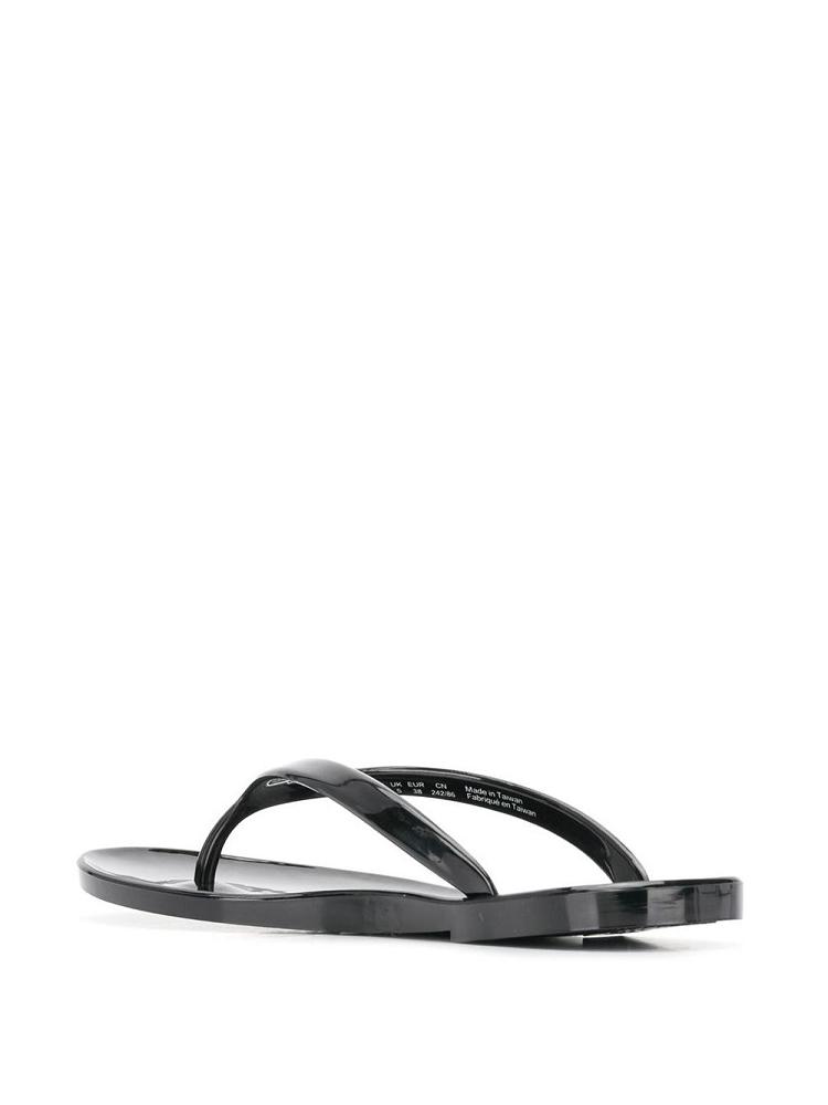 Black Women's Ea7 Emporio Armani Logo Flip Flops | G7EG56Y