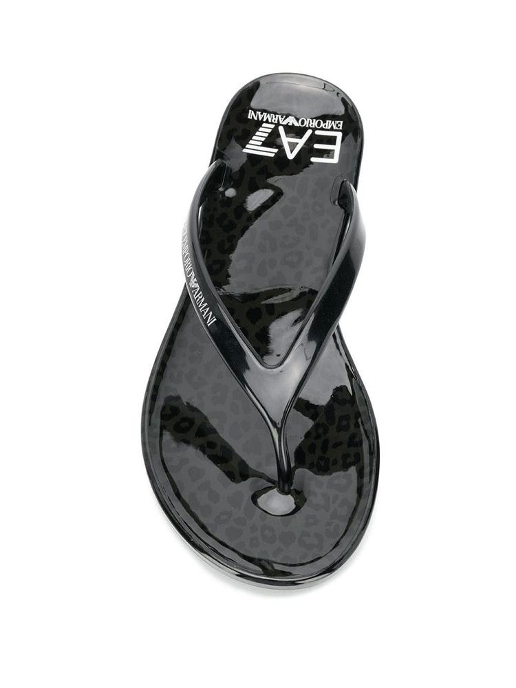 Black Women's Ea7 Emporio Armani Logo Flip Flops | G7EG56Y