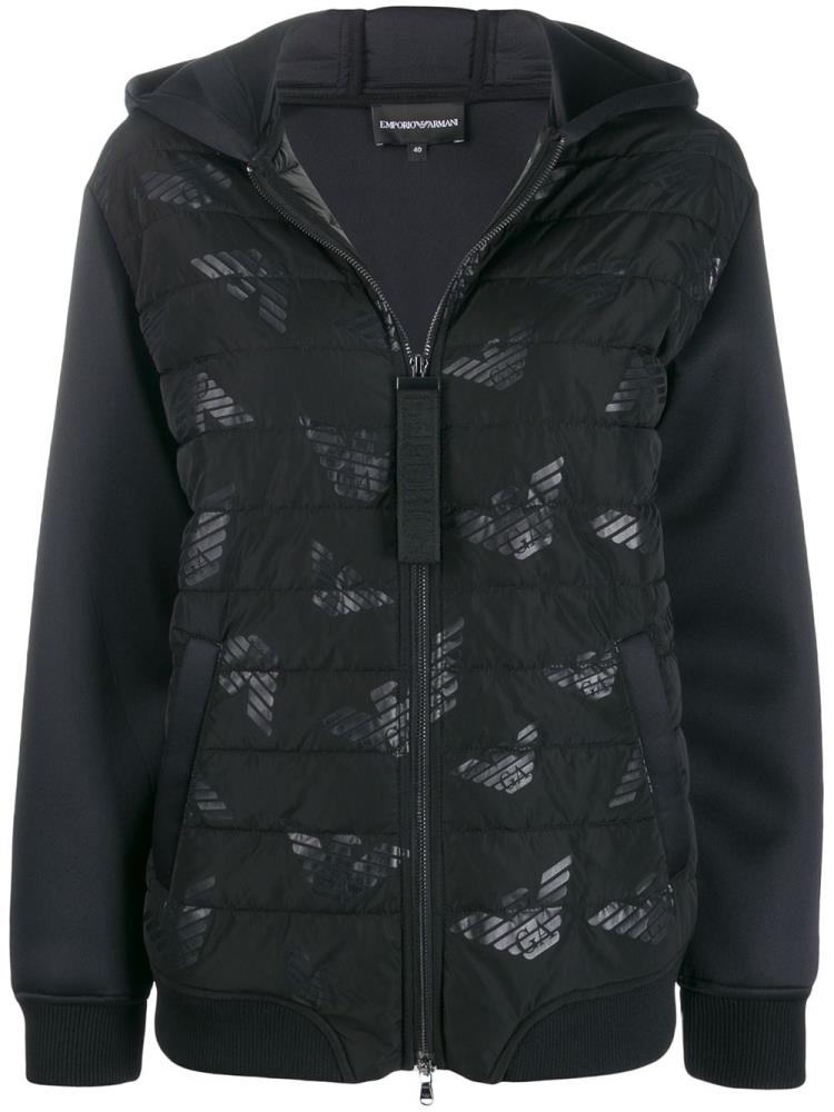 Black Women\'s Ea7 Emporio Armani Hooded Padded Jacket Jackets | G81568X