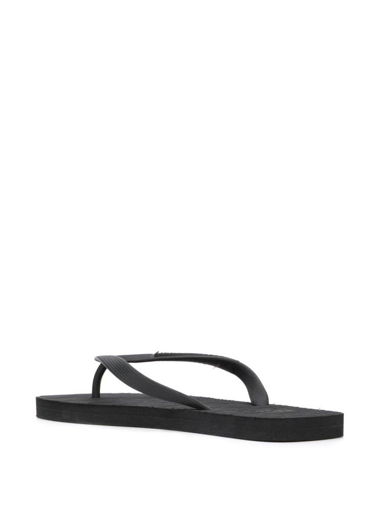 Black Women's Ea7 Emporio Armani Logo Patch Flip Flops | HVCFOG8