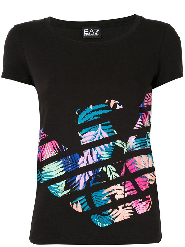 Black Women\'s Ea7 Emporio Armani Graphic Print T Shirts | IL1155K