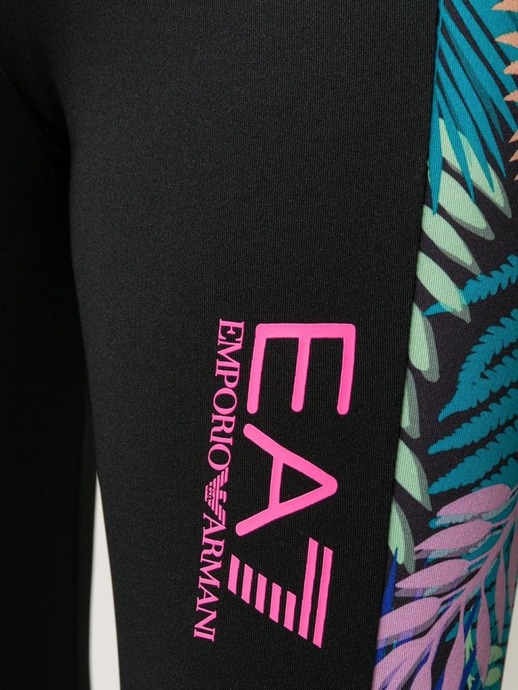 Black Women's Ea7 Emporio Armani Palm Print Track Pants | LF87AGG