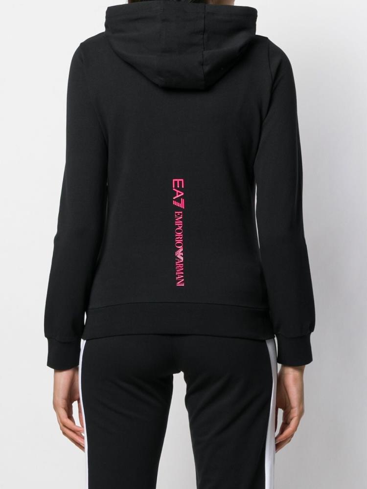 Black Women's Ea7 Emporio Armani Logo Printed Hoodie | M2OKFBR