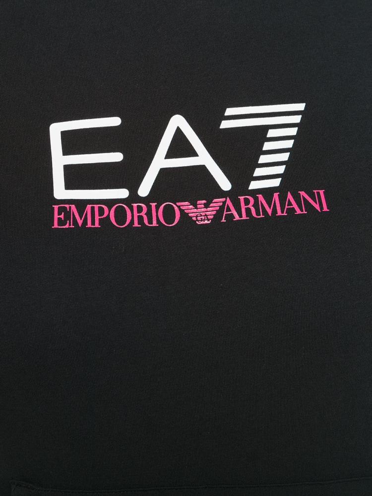 Black Women's Ea7 Emporio Armani Logo Printed Hoodie | M2OKFBR