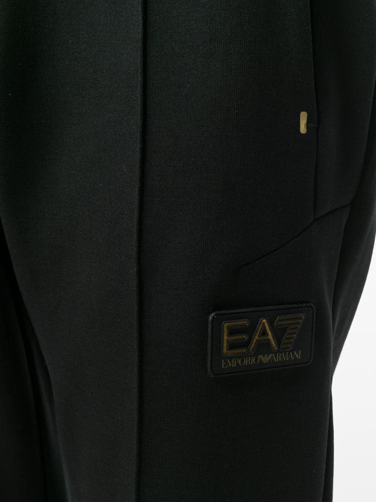 Black Women's Ea7 Emporio Armani Logo Plaque Pants | NNAJMG5