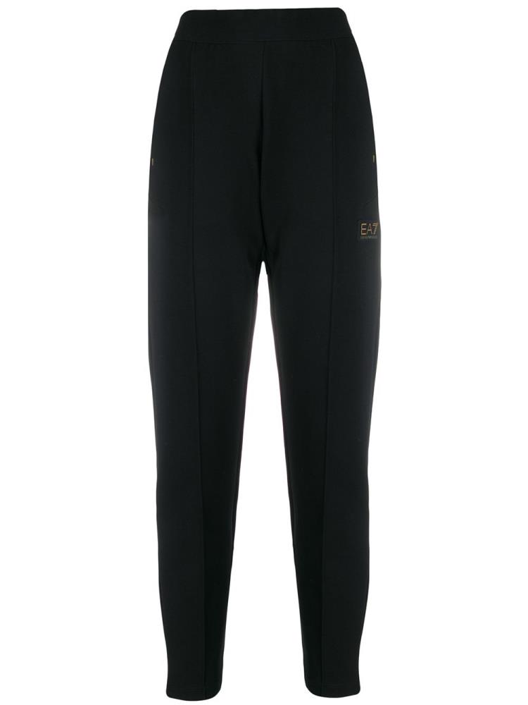 Black Women\'s Ea7 Emporio Armani Logo Plaque Pants | NNAJMG5