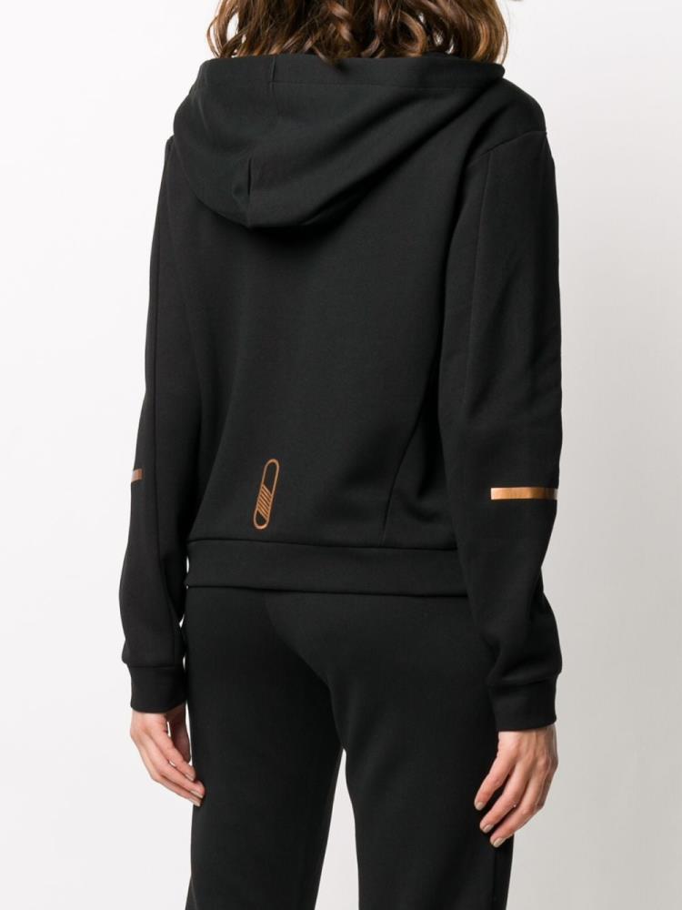 Black Women's Ea7 Emporio Armani Metallic Trim Hooded Sweatshirts | RG8Y6VJ