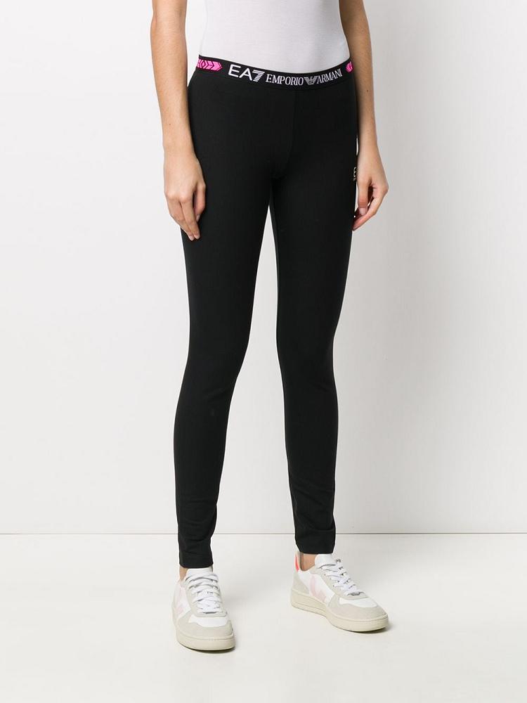 Black Women's Ea7 Emporio Armani Logo Waistband Leggings | SDPRCMK