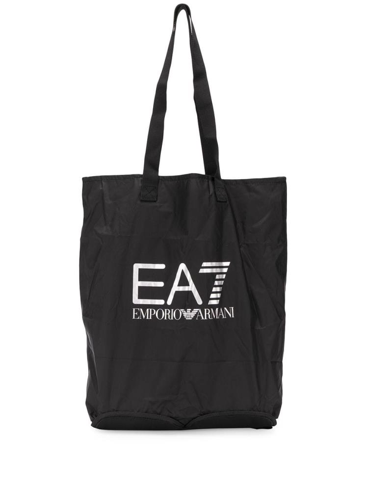 Black Women\'s Ea7 Emporio Armani Logo Shopper Bag | TQA6AZL