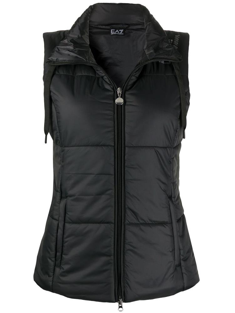 Black Women\'s Ea7 Emporio Armani Zipped Padded Gilet Vest | VK1U876