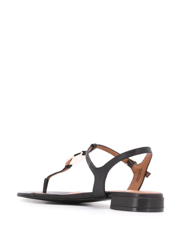 Black Women's Armani Emporio Buckled Logo Sandals | 9MIRCOH