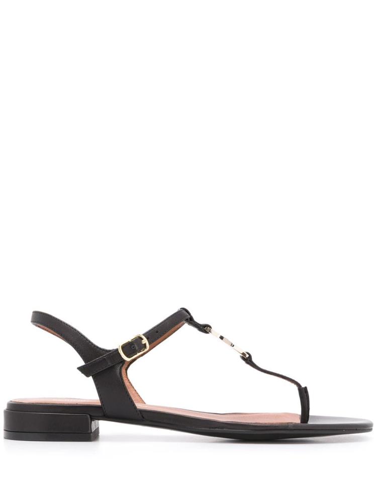 Black Women\'s Armani Emporio Buckled Logo Sandals | 9MIRCOH