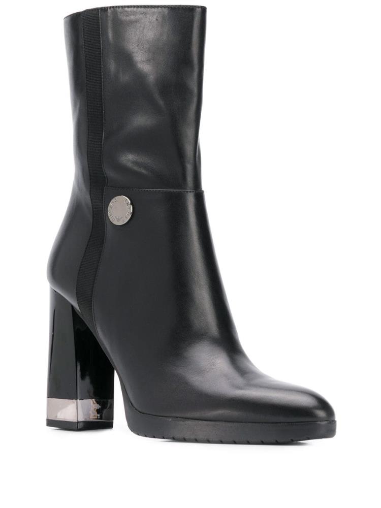 Black Women's Armani Emporio Chunky Heel Boots | 9LV3V7W