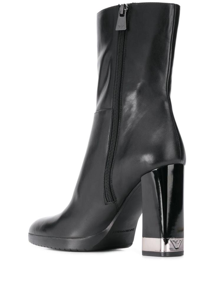 Black Women's Armani Emporio Chunky Heel Boots | 9LV3V7W