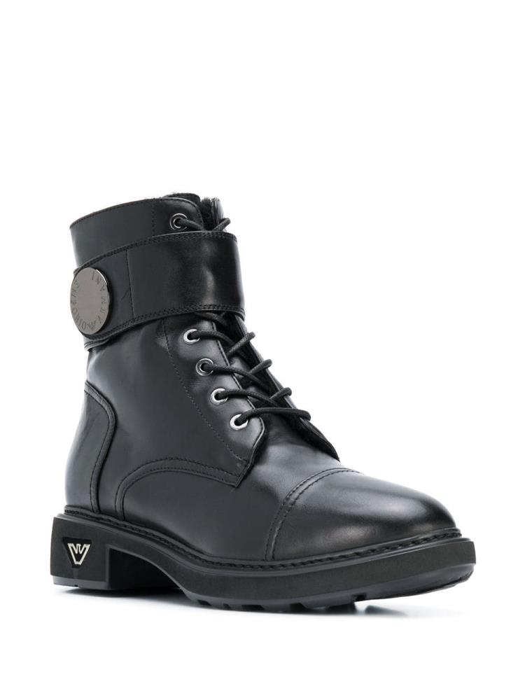 Black Women's Armani Emporio Combat Boots | UCA0IMZ