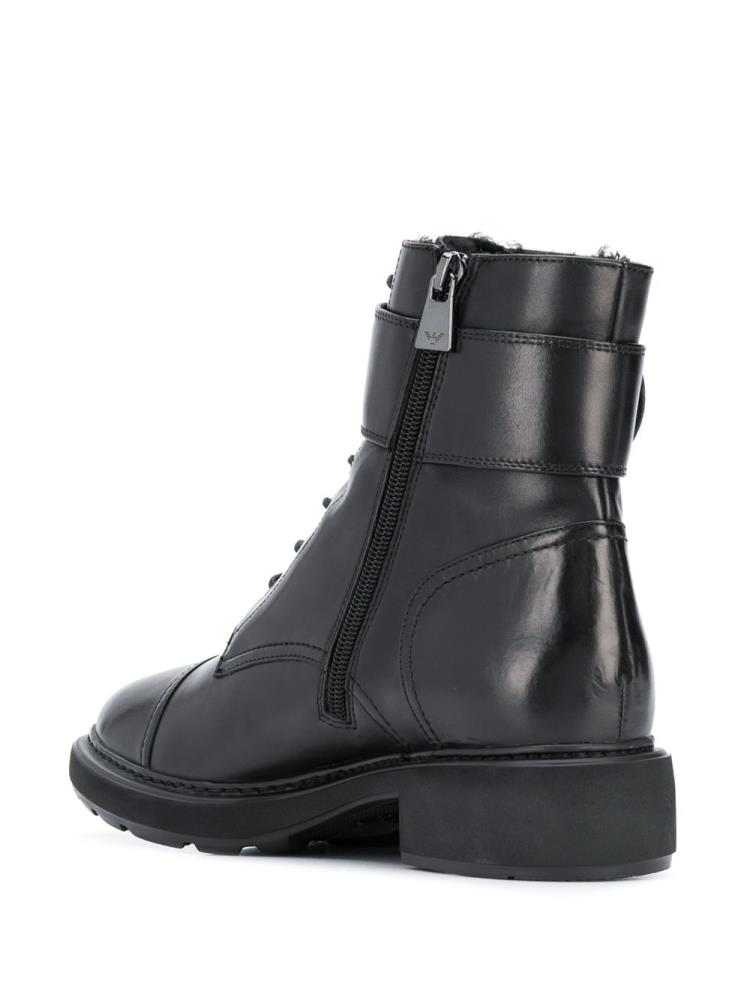 Black Women's Armani Emporio Combat Boots | UCA0IMZ