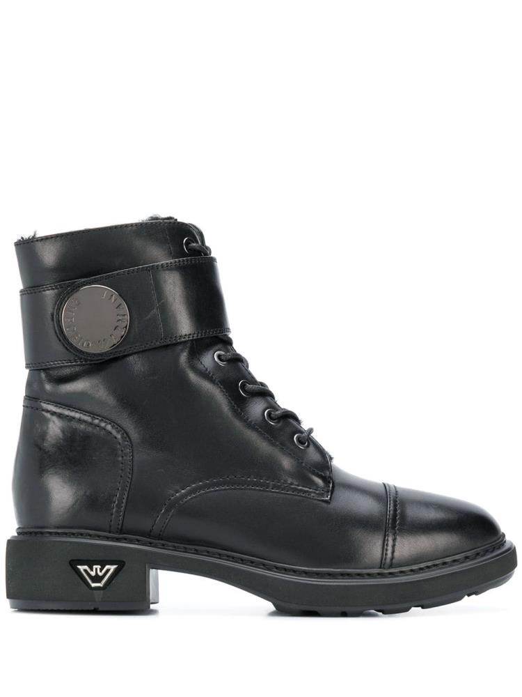 Black Women\'s Armani Emporio Combat Boots | UCA0IMZ