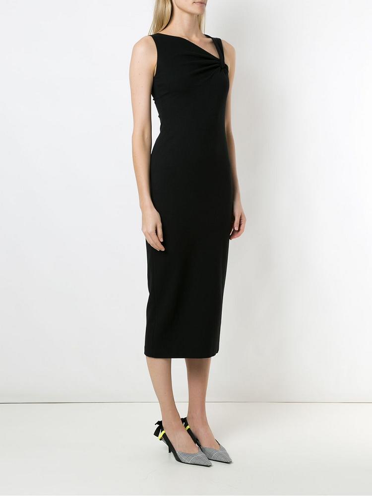 Black Women's Armani Emporio Draped Neck Dress | W3LSAD1