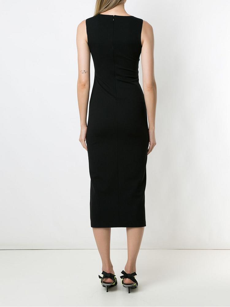 Black Women's Armani Emporio Draped Neck Dress | W3LSAD1