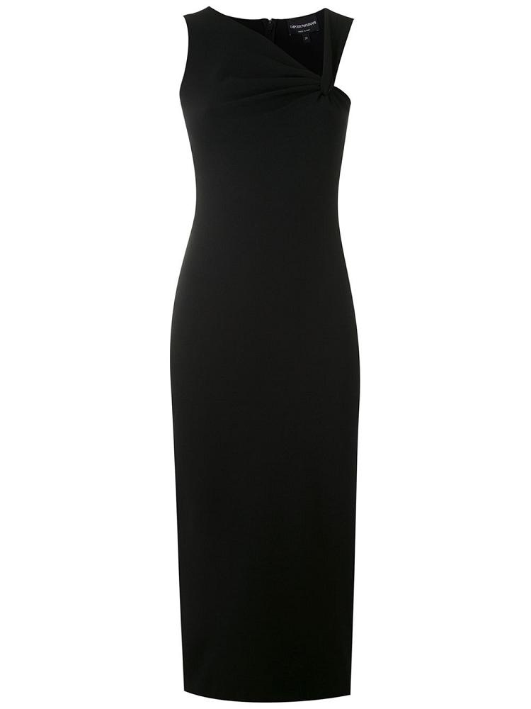 Black Women\'s Armani Emporio Draped Neck Dress | W3LSAD1