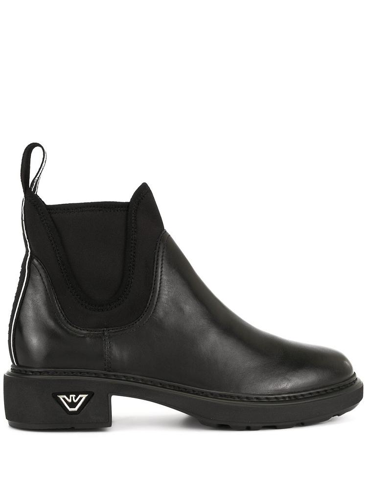 Black Women\'s Armani Emporio Elasticated Side Panel Boots | TJYP1KU