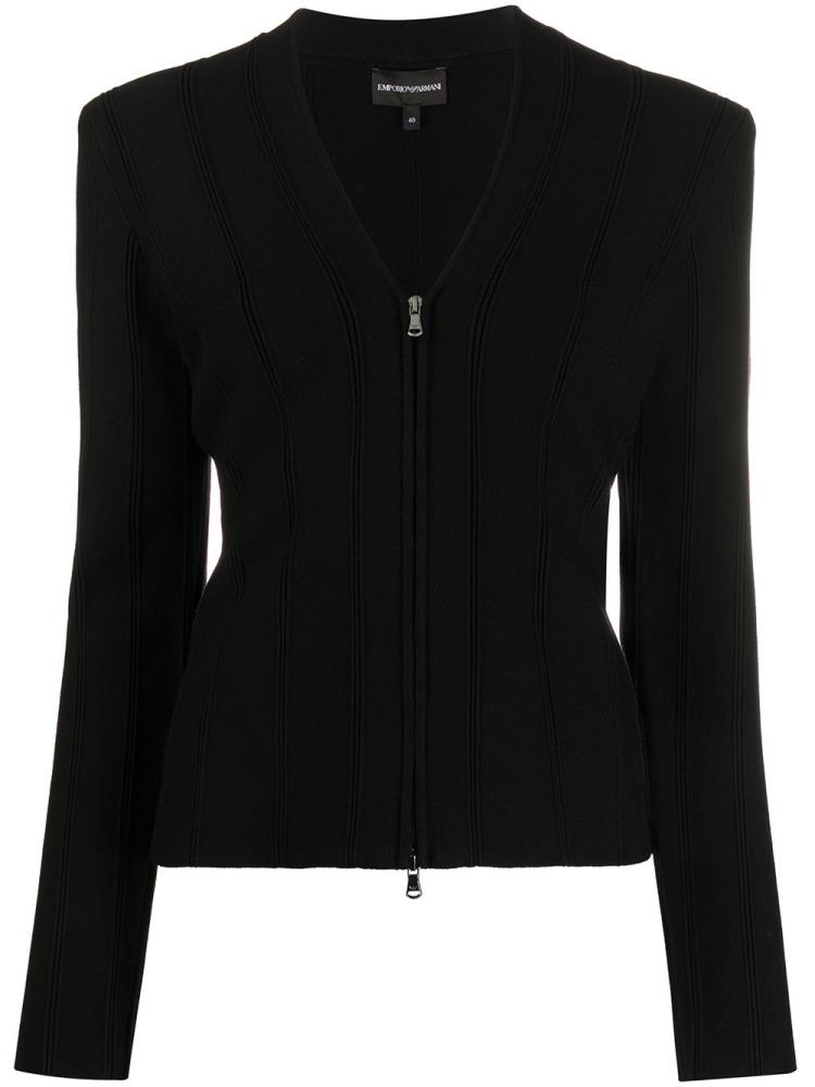 Black Women\'s Armani Emporio Fitted Zipped Jackets | 0RZ1S6M