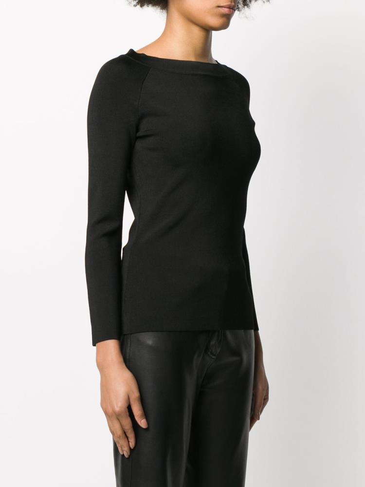 Black Women's Armani Emporio Fitted Crew Neck Jumpers | HU6FDOT