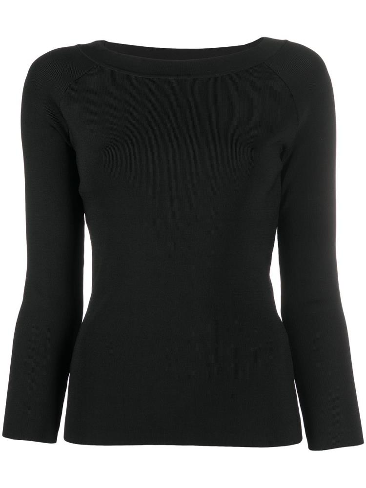 Black Women\'s Armani Emporio Fitted Crew Neck Jumpers | HU6FDOT