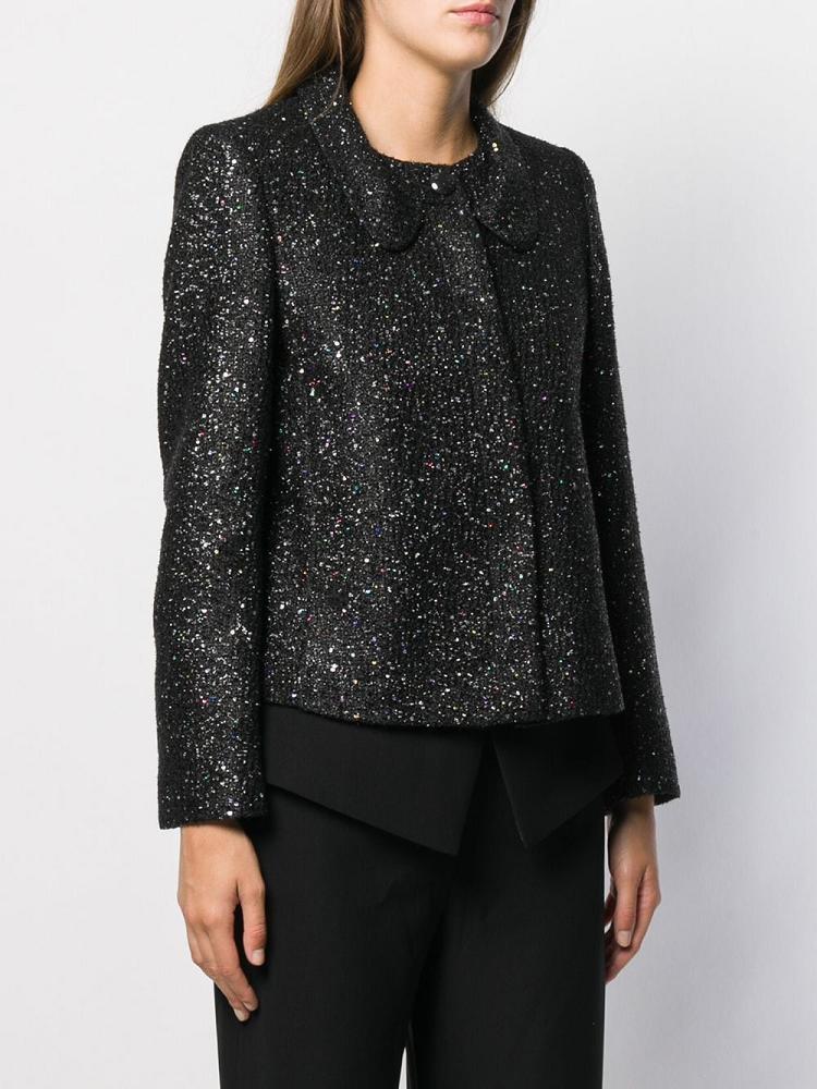 Black Women's Armani Emporio Glitter Fitted Jackets | M645CET