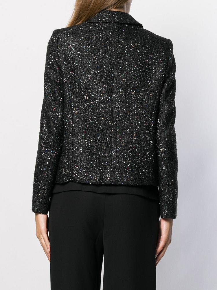 Black Women's Armani Emporio Glitter Fitted Jackets | M645CET