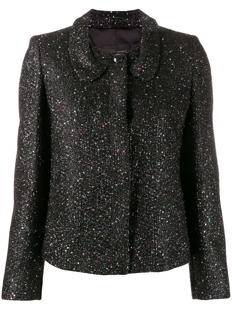 Black Women\'s Armani Emporio Glitter Fitted Jackets | M645CET