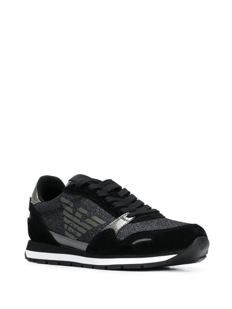 Black Women's Armani Emporio Glitter Embellished Sneakers | VIXOG6P