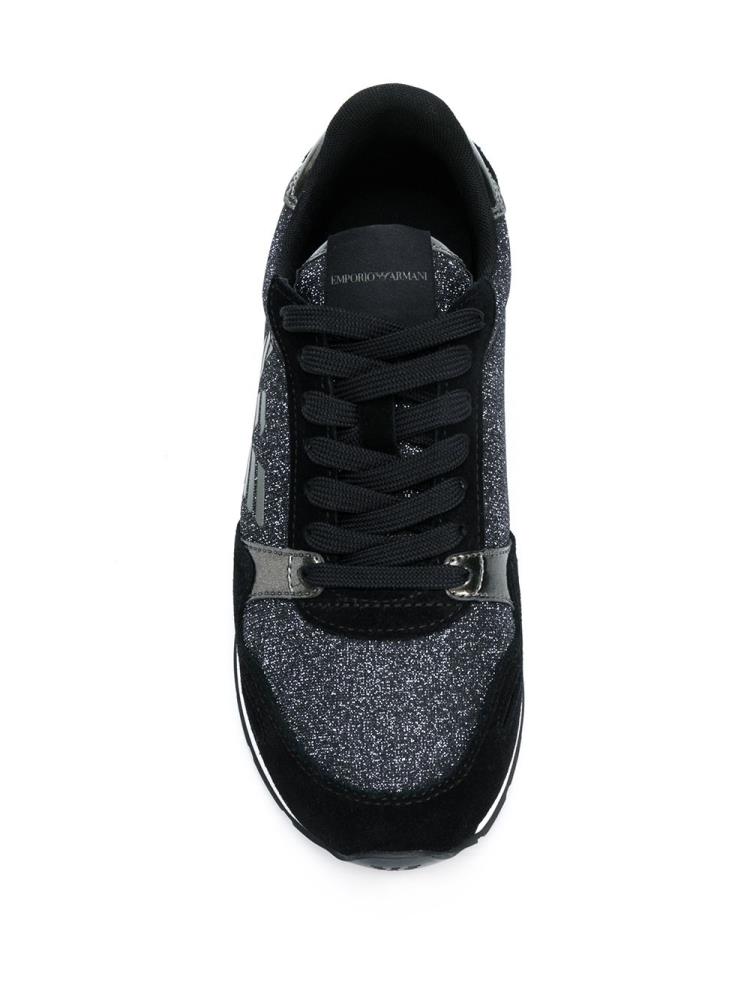 Black Women's Armani Emporio Glitter Embellished Sneakers | VIXOG6P