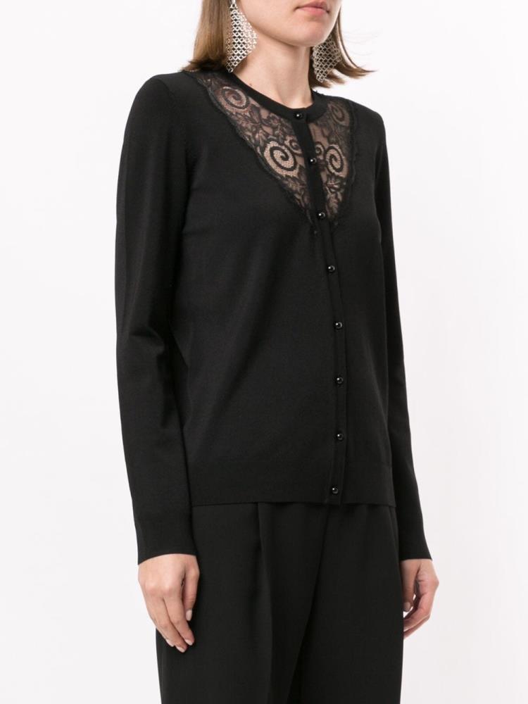 Black Women's Armani Emporio Lace Inserts Cardigan | DX929C7