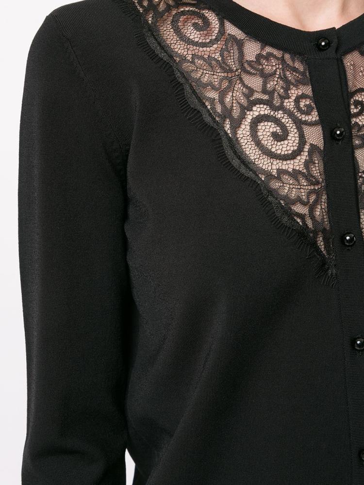 Black Women's Armani Emporio Lace Inserts Cardigan | DX929C7